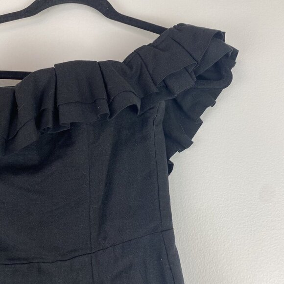Revolve By the Way Women's Mini Dress Size S Black Ruffle Off the Shoulder Linen - Picture 2 of 9